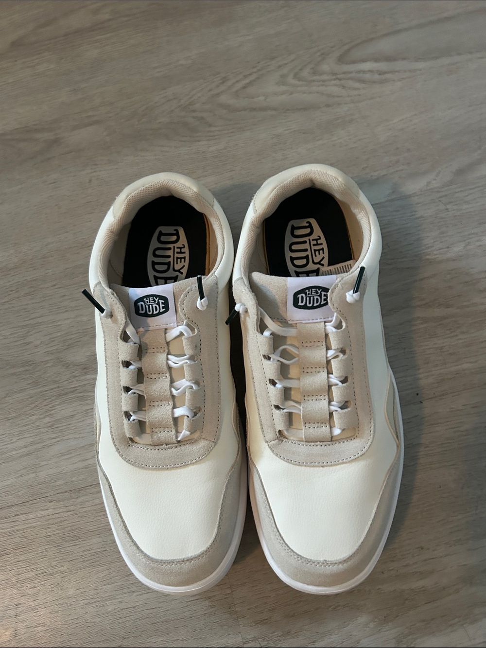 Hey Dude Men’s Sneakers in White and Light Beige